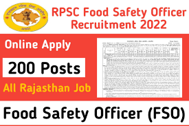 Rajasthan Food Safety Officer FSO Recruitment 2022