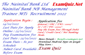 Nainital Bank Ltd Clerk & MTs Recruitment Form 2022