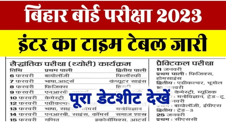 BSEB Date Sheet 2023: Bihar Class 12 Exam
