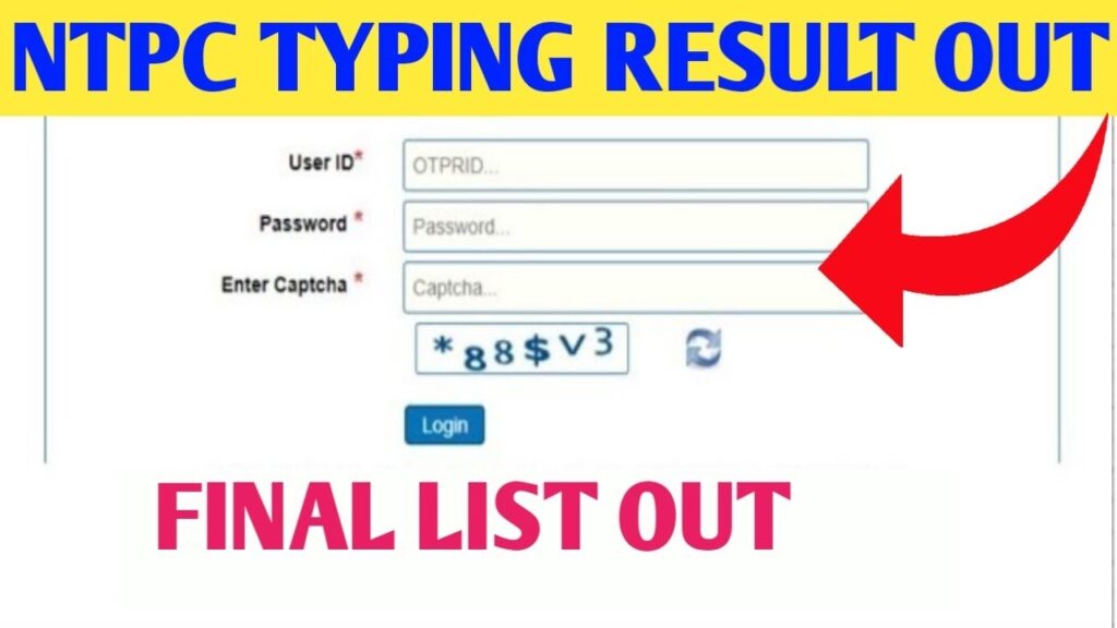 Railway RRB NTPC Typing Skill Test Result 2022