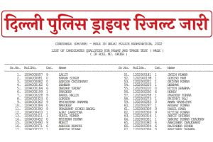 SSC Delhi Police Driver Result 2022 | एसएससी दिल्ली पुलिस रिजल्ट