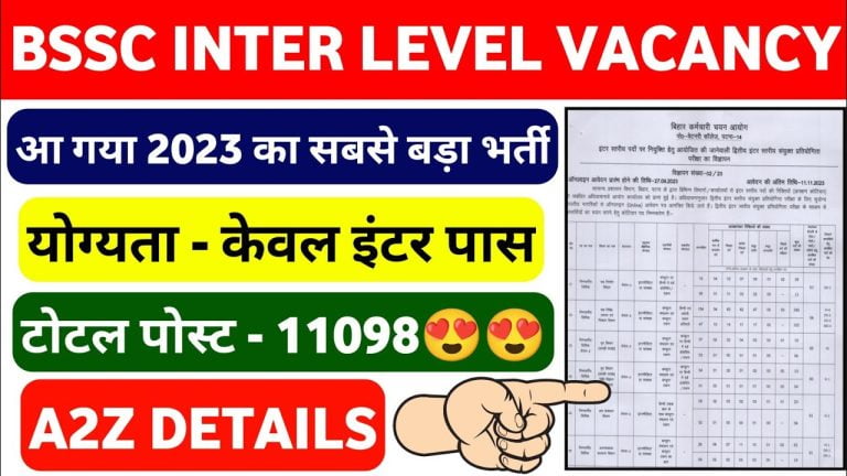 Bihar SSC 2nd Inter Level 10+2 Recruitment 2023